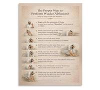 RNUMLIGH Wudu Steps Poster Islamic Ablution Guide Step by Prayer Preparation Educational Canvas Wall-Art(Unframed,16x24inch(40x60cm))
