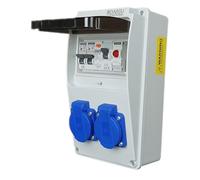 RoadEu - Cuadro eléctrico 230V con 2 Schuko, indicador LED, diferencial 40A y disyuntores C16A IP44