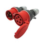 RoadEu Premium | Conector Industrial CEE P17 | Set Clavija + Base 5 Polos 16A 400V IP44 | Fabricación Europea Antideslizante | Uso Taller, Obra y Extensión Eléctrica