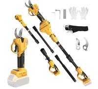 Roadtime 2 en 1 Podadora telescópica Eléctrica para DeWalt 20V(sin batería) | extensible Tijeras de jardín pantalla LCD, 35mm diámetro corte, alcance total 4.2m, ramas, jardinería profesional