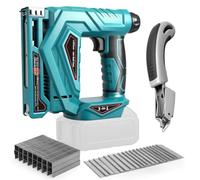 Roadtime Juego de clavadora inalámbrica para Makita 18V batería(sin batería | Clavadora y grapadora 2 en 1 Incluye 1000 clavos/grapas,Profundidad de clavo ajustable para carpintería y bricolaje