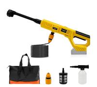Roadtime Limpiador de Alta presión inalámbrico para DeWalt batería,Pistola de Limpieza portátil con línea de Agua de 5 m,Hidrolimpiadora Bateria con Boquilla 6 en 1 para Coches, Patios(sin batería)
