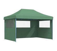 Roanoer Carpa plegable para fiestas con 3 paneles laterales, 410 x 279 x 315 cm, para jardín y eventos, cenador estable de acero y tela Oxford, color verde y azul