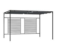 Roanoer Cenador con techo extensible de 4 x 3 x 2,3 m, estable de hierro y poliéster, pérgola independiente para jardín, terraza, patio y eventos al aire libre, antracita