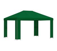 Roanoer Cenador de jardín de 4 x 3 m, con marco de acero estable, para eventos y celebraciones, gran techo de metal en diseño industrial, color verde, poliéster 190 g/m²