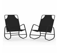 Roanoer Juego de 2 mecedoras para jardín, color negro | Acogedoras tumbonas de jardín en pack doble con superficie ergonómica para terraza, balcón y patio.