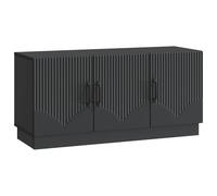 Roanoer Mueble bajo TV Negro 99x34,5x47 cm Madera | Elegante mueble de TV para sala de estar y dormitorio con 3 solapas, entrada de cable y espacio de almacenamiento flexible.