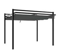 Roanoer Pérgola de aluminio de 3 x 3 m con techo extensible, cenador de metal estable para jardín, terraza y terraza, color antracita