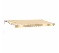 Roanoer Toldo articulado amarillo blanco 400 x 200 cm media caja | Parasol flexible para patio y jardín con marco de aluminio resistente y manivela fácil de usar.