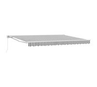 Roanoer Toldo articulado, manivela, antracita, blanco, 4 x 3 m, terraza | Parasol ajustable para balcón y terraza con media caja de aluminio resistente y soporte de pared estable.