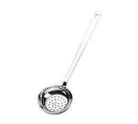 RoaQinFo de Acero Inoxidable con Cuenco Amplio Mango Largo y Construcción Resistente para Porcionar Apto para Cocina Profesional, Espumadera De Sopa De Fondo Plano De Acero Inoxidable 304