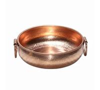 RoaQinFo Olla de Cobre Martillado Olla Cazo Cazuela con Forma Abierta para Vigilar la Cocción y Servir Cuerpo Pulido Reforzado, Cobre Martillado Con Asas, Olla De Inducción, Sopa Clara, 28cm