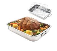 Roasting Pan - Base de cocina, 42 x 32 x 6,5 cm Searing Vessel for Family Gatherings, Grilling Dish with Sturdy Handles, Kitchen Hardware, Culinary Holder for Preparing Holiday Turkey Meat