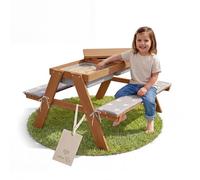 Roba Asiento Infantil para Exteriores + con bañera y cojín de Asiento, Resistente a la Intemperie, Madera Maciza, Mesa de Barro