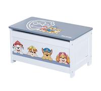 roba Banco-Cofre de Juguetes Paw Patrol para Niños de Madera - Banco de Almacenamiento con Bisagra de Cierre Suave - A partir de 18 Meses - Diseño de Perros - Blanco/Azul-Gris