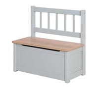 roba Banco-Cofre de Juguetes Woody para Niños en Madera - Resistente a los Rasguños - con Bisagra de Seguridad de Cierre Suave - a Partir de 18 Meses - Gris/Aspecto Madera