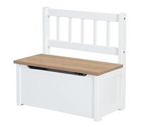 roba Banco-Cofre de Juguetes Woody para Niños en Madera - Resistente a los Rasguños - con Bisagra de Seguridad de Cierre Suave - a Partir de 18 Meses - Blanco/Aspecto Madera