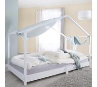 roba Cama de casa 90 x 200 cm para niños - Cama baja según el principio Montessori - Ampliable con somier, colchón y funda de cama - Madera lacada en blanco