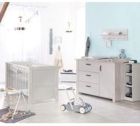 roba - Cama escalable de 70 x 140 cm + cómoda para cambiar pañales, habitación infantil moderna, gris claro/roble blanqueado