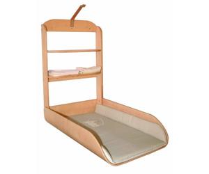 roba Cambiador Abatible de Pared en Madera Natural + Colchón Impermeable Liebhabaer - 2 Estantes Prácticos - Ahorra Espacio - Soporta Hasta 11 kg