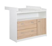 roba Cambiador con cambiador, 2 cajones, 1 puerta, 1 compartimento abierto, blanco, altura del cambiador: 90 cm