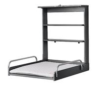 roba Cambiador de Pañales Plegable de Pared en Madera Antracita + Colchón Resistente al Agua Style gris - 2 Estantes Prácticos - Soporta hasta 15 kg - Ahorro de Espacio