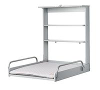 roba Cambiador de Pañales Plegable de Pared en Madera Gris + Colchón Resistente al Agua Style gris - 2 Estantes Prácticos - Soporta hasta 15 kg - Ahorro de Espacio
