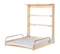 roba Cambiador de Pañales Plegable de Pared en Madera Natural + Colchón Resistente al Agua Style gris - 2 Estantes Prácticos - Soporta hasta 15 kg - Ahorro de Espacio