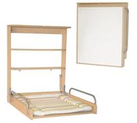 Roba Cambiador Plegable de Pared DSCHUNGELBABY con 2 Estantes Integrados y Colchón de Rayas Multicolor Incluido - Madera Natural