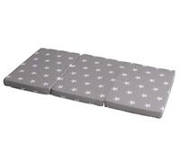 roba Colchón de Viaje Plegable Little Stars para Bebés - 60 x 120 cm + Bolsa de Transporte - Desenfundable - Estampado de Estrellas Gris / Blanco
