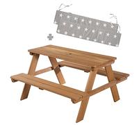 Roba Conjunto de Asientos Infantil de Exterior Picknick for 4" con Cojines, Conjunto de Mesa y Bancos Resistente a la Intemperie de Madera Maciza con Acabado Tipo Teca