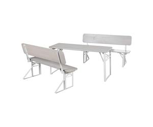 roba Conjunto de Asientos para Exteriores - Grupo de Asientos Infantiles con Respaldo de Madera Certificada por FSC - 2 Bancos + 1 Mesa - A Partir de 24 Meses - Gris