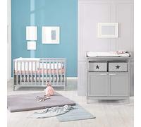 roba Conjunto de Habitación Infantil - 2 Piezas - Mueble Cambiador Hamburg de 2 Puertas + Cuna Colecho para Bebé 60 x 120 cm - Madera Gris