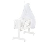 roba Cuna Balancin Bebe 40 x 90 cm de Madera Blanca - Fox y Bunny - Moisés y Minicuna con Ruedas - Conjunto Completo - Incluye Equipamiento Textil