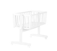 roba Cuna Bebé 40 x 90 cm + Colchón - Función Basculante con Botón de Bloqueo + Ruedas con Freno - Conjunto para Niñas y Niños - Madera Blanca