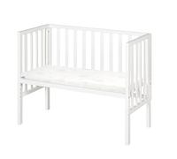 roba Cuna Colecho 2 en 1 con Colchón Safe Asleep 45 x 90 cm y Barrera - Madera Blanca - Adecuada para Todas Las Alturas de Camas Parentales - Desde el Nacimiento - Convertible en Banco hasta 65 kg