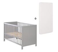 roba Cuna Colecho 60 x 120 cm - Colchón incluido - Altura ajustable - Convertible - Madera gris