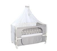roba Cuna Colecho Completa 60 x 120 cm Little Stars Blanco - con 4 Ruedas con Freno - Accesorios Incluidos - Altura Ajustable a 6 Niveles