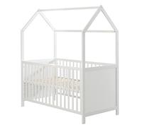 roba Cuna de Bebé en Forma de Casa 70 x 140 cm - Certificación FSC - Cama Infantil Altura Ajustable - Convertible en Cama Juvenil - Madera Blanca