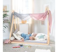 roba Cuna Tipi 70 x 140 cm en Forma de Tienda - Cama Infantil Según Principio Montessori - Fabricada en Madera de Bambú Certificada por FSC - Lugar para Jugar, Leer y Abrazar - Natural