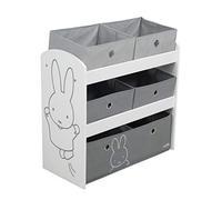 roba Estantería de Almacenamiento miffy® para Habitaciones de Niños y Niñas - 5 Cajas en Tela para Juguetes - Organizador Infantil - Diseño de Conejo / Gris