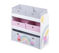 roba Estantería de Juguetes Infantil de Madera Peppa Pig - 5 Cajas de Tela Desmontables - Diseño de Cerda - Mueble de Almacenamiento para Juguetes y Libros - Rosa/Gris