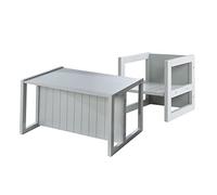 roba Grupo de Asiento de Estilo rústico para niños, 1 Taburete y un Banco para niños Convertible a la Mesa, Color Gris