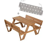 roba Juego de Asientos para niños para Exteriores (Picnic for 4, Incluye cojín, 2 Bancos, Madera Maciza, Resistente a la Intemperie)