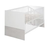 roba Julia - Cuna de bebé escalable (70 x 140 cm, Convertible en Cama Infantil, Regulable en Altura, 3 Barras extraíbles, Color Blanco/decoración de Madera