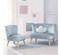 Roba Lil Sofá para niños, se compone de sofá infantil, sillón infantil, cojín decorativo con nube azul azul claro/cielo Talla:Set groß 3-teilig