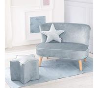 Roba Lil Sofá para niños, se compone de sofá infantil, sillón infantil, cojín decorativo con nube azul azul claro/cielo Talla:Set mittel 3-teilig