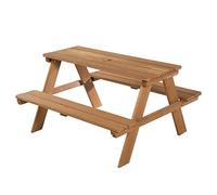 roba Mesa de Picnic para Niños Outdoor en Madera Maciza - Resistente Mesa de Exterior - Juego de Asiento Infantil para Jardín - 4 Plazas - Teck