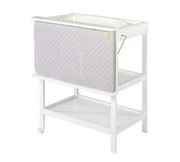 roba Mueble Cambiador para Bebés + Bañera Plegable + Colchón roba Style Gris Acolchado / Impermeable + 2 Compartimentos - Desde el Nacimiento - Madera Blanca