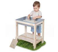 roba Outdoor + Mesa de Juego “Tiny” con Cubeta de Juego - Mesa de Arena y Barro Resistente a la Intemperie de Madera Maciza - Mueble de Jardín para Niños - A Partir de 18 Meses - Natural Sin Tratar